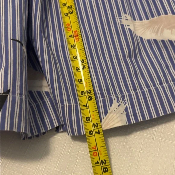 Who What Wear blue & white striped pleated midnskirt SZ 16 A-line w/crane bird - Picture 6 of 11